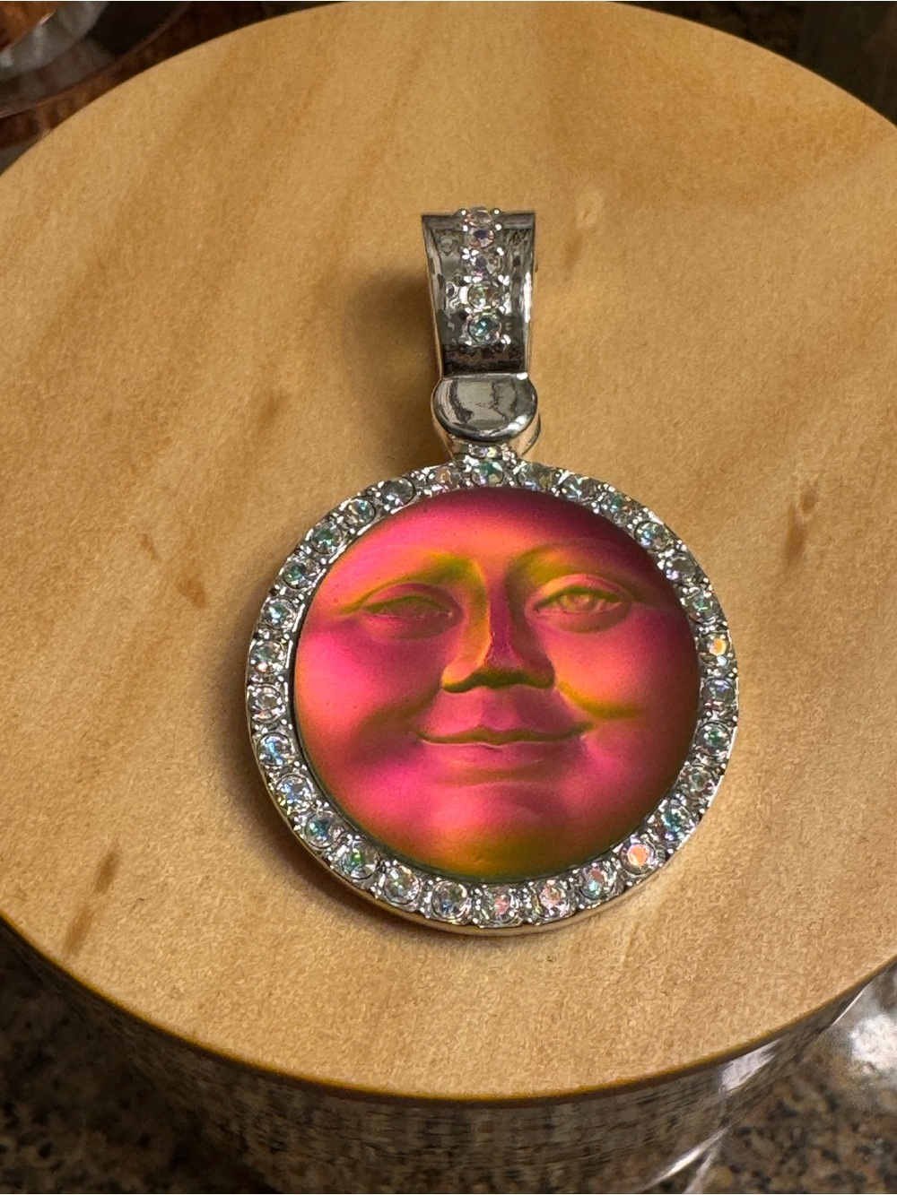 Kirks Folly Seaview Moon Sun Whisper Iridescent Pink Moonface Pendant